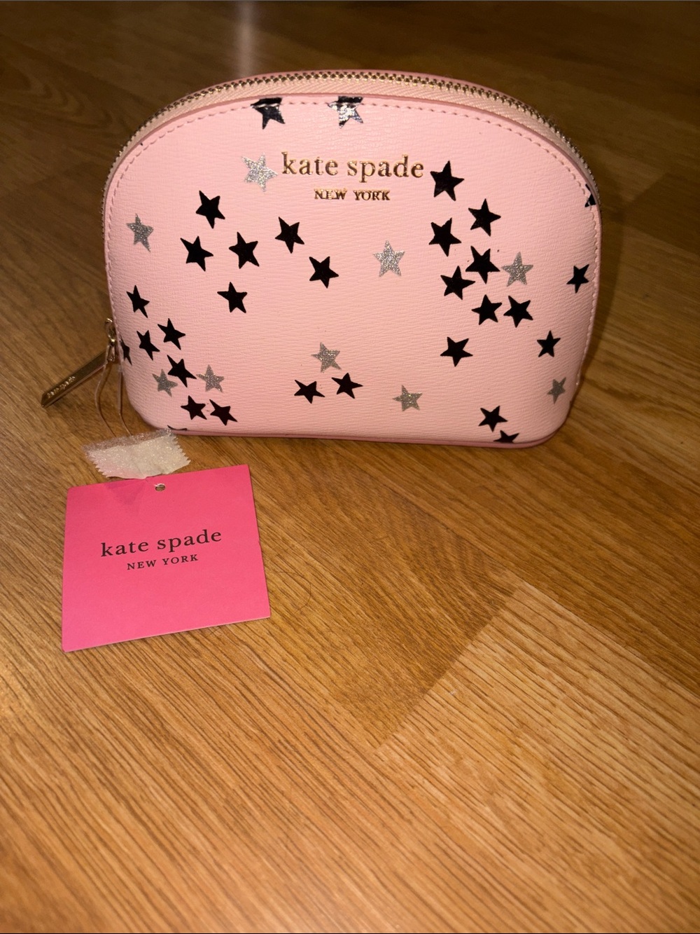 Kate Spade NWT Pink Star Print Cosmetic Pouch